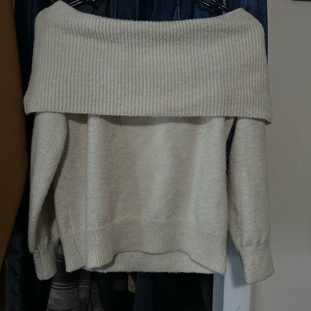 LC Lauren Conrad Off-Shoulder Cream Sweater